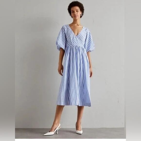 STAUD Dresses & Skirts - Staud Jodie Stripe Wrap Midi Dress Size:M